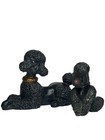 Vintage MCM Black Poodle Figurine Lot of 2 Atlantic Mold Germany Ceramic Set — photo 1