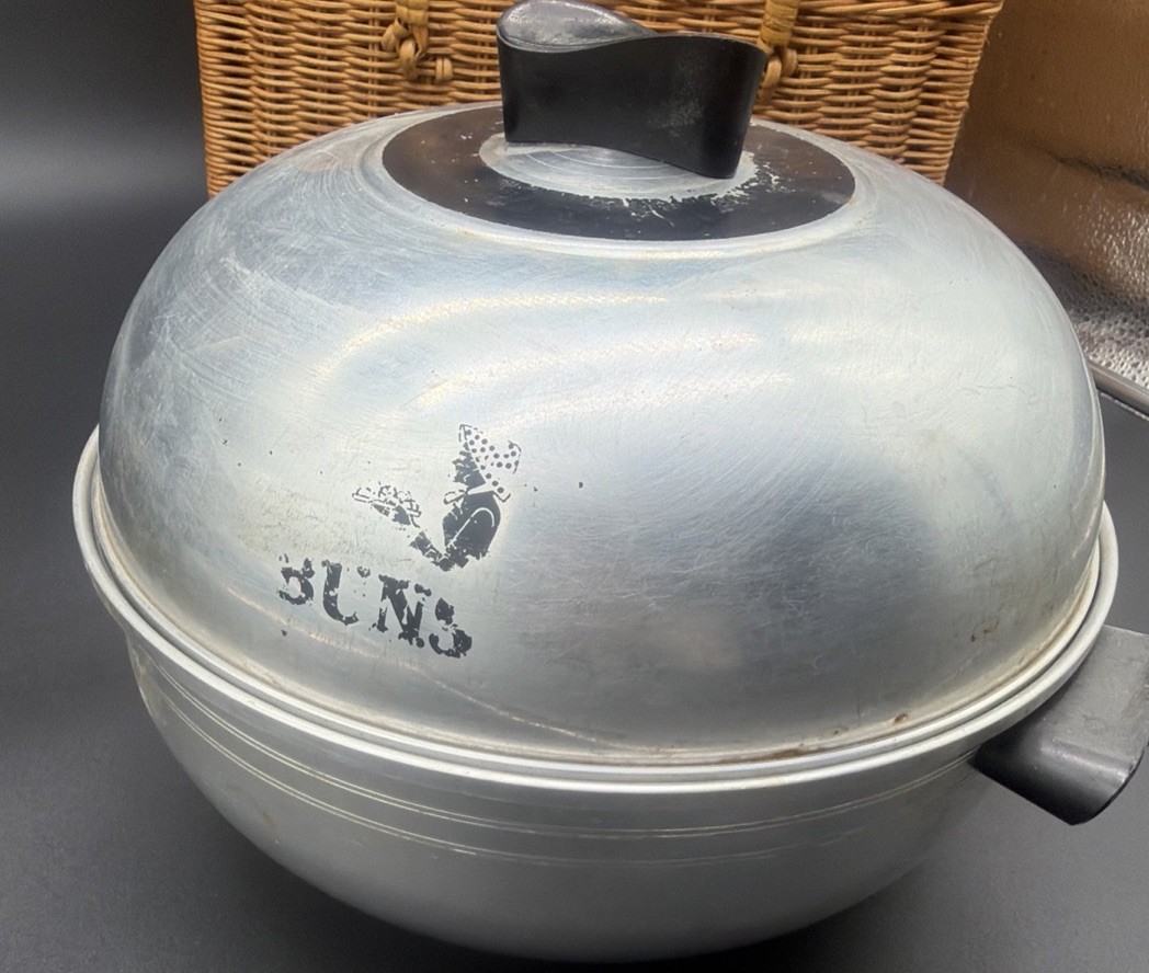 Vintage West Bend Aluminum Bun Warmer Steamer 3-Piece Set Stove Top Bread Rolls
