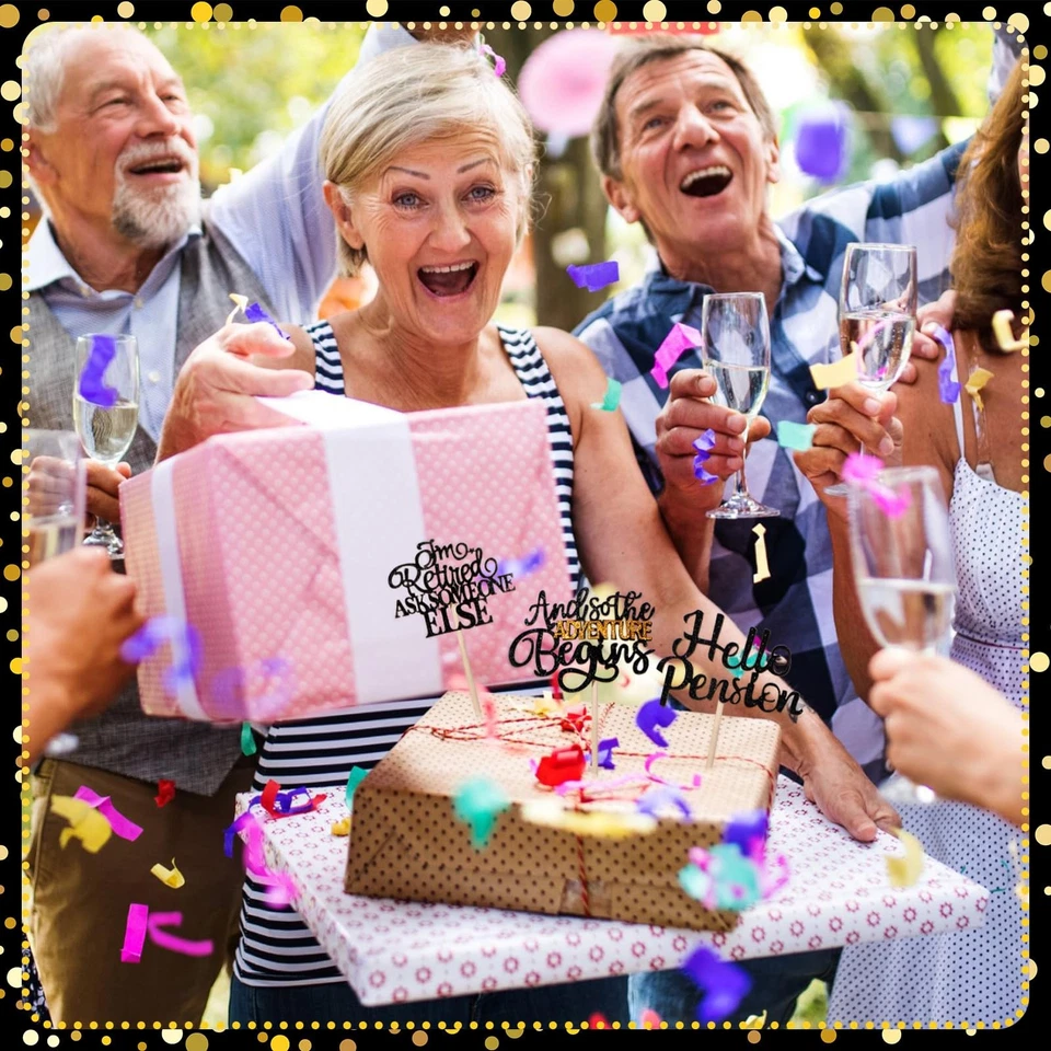 Toppers para cupcakes Happy Retirement 48 un. - Decoraciones de fiesta oficialmente retiradas Foto 3 de 4