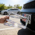 2PC Bling License Plate Frame Glitter Crystal Sparkling Rhinestone Diamond Caps