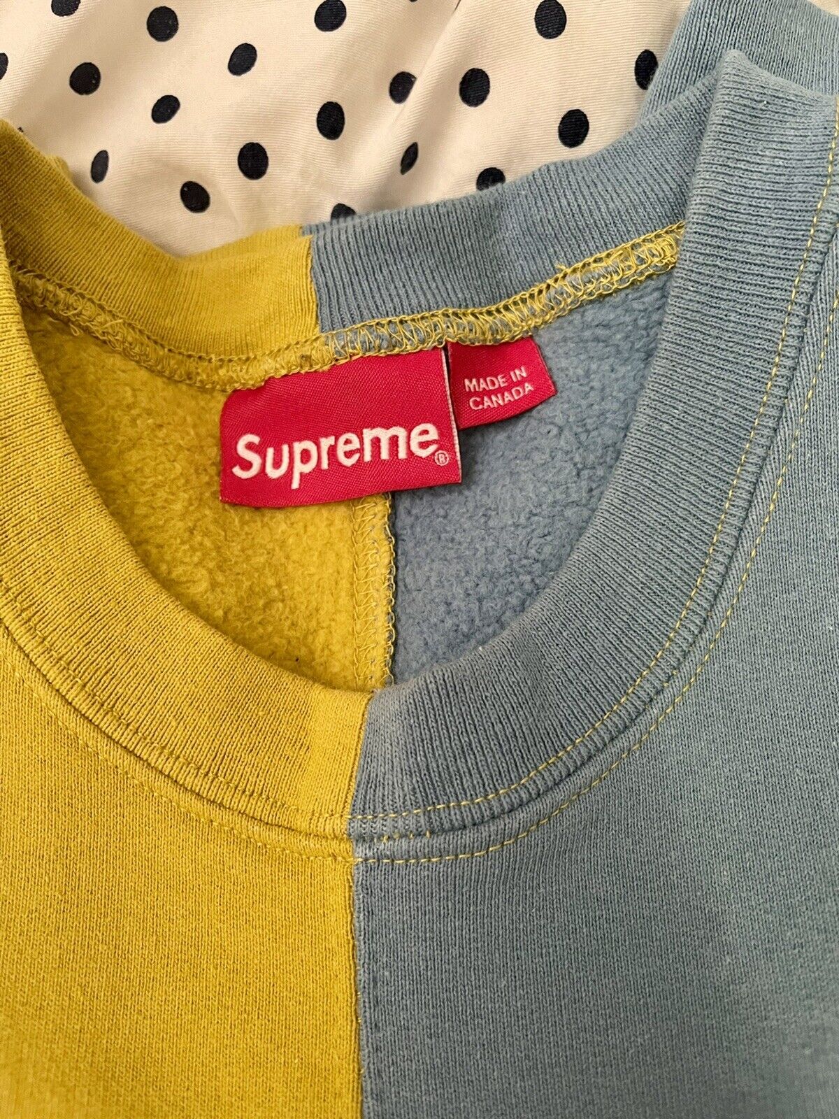 FW18 Large Supreme Split Arc Logo Crewneck Sweatshirt Mustard