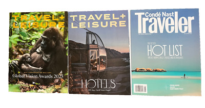 3 New Unread Issues Travel + Leisure & Conde Nast Traveler Magazines 2025