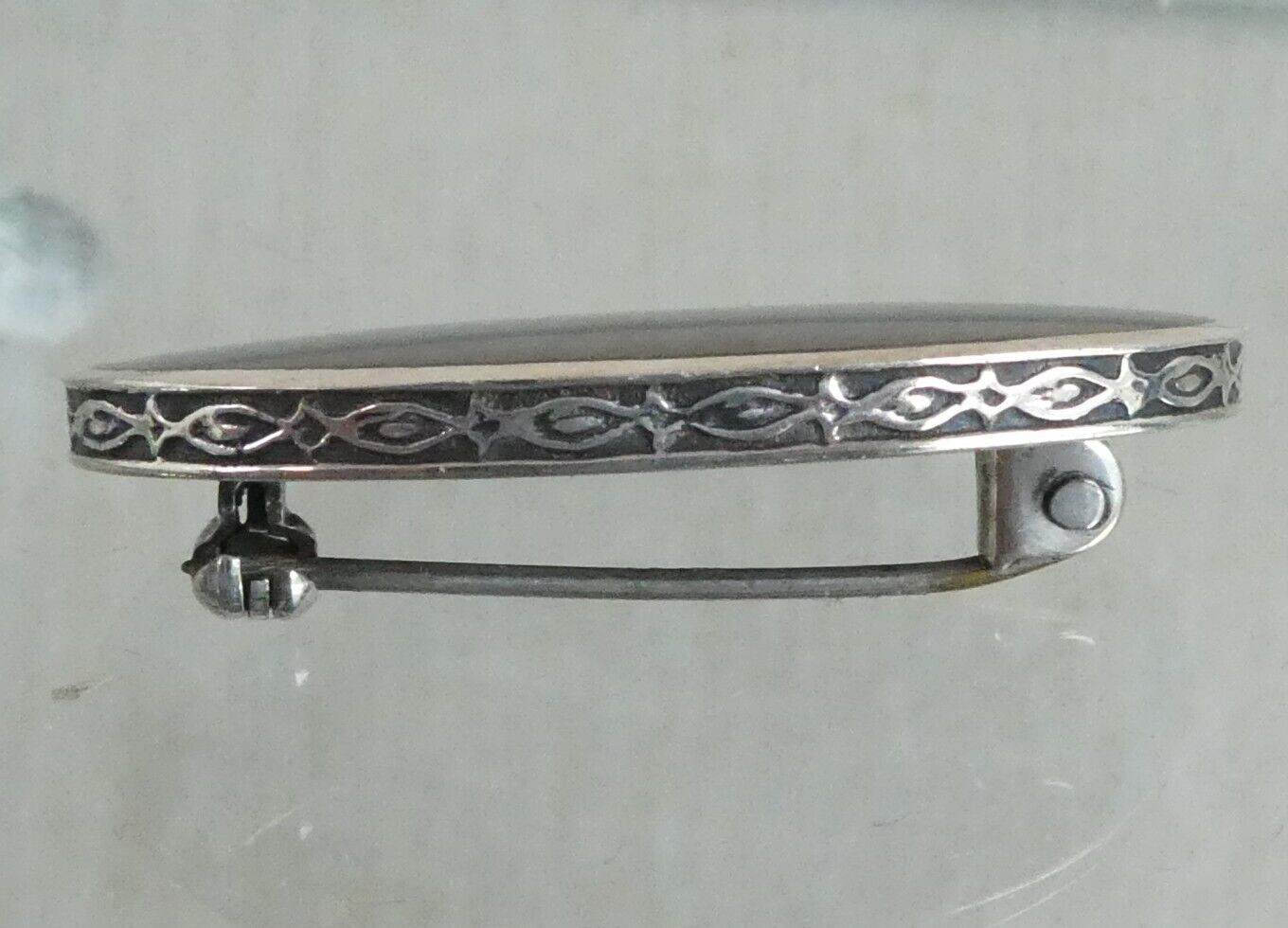 1982 Solid Silver & Black Agate Brooch Sheffield … - image 3