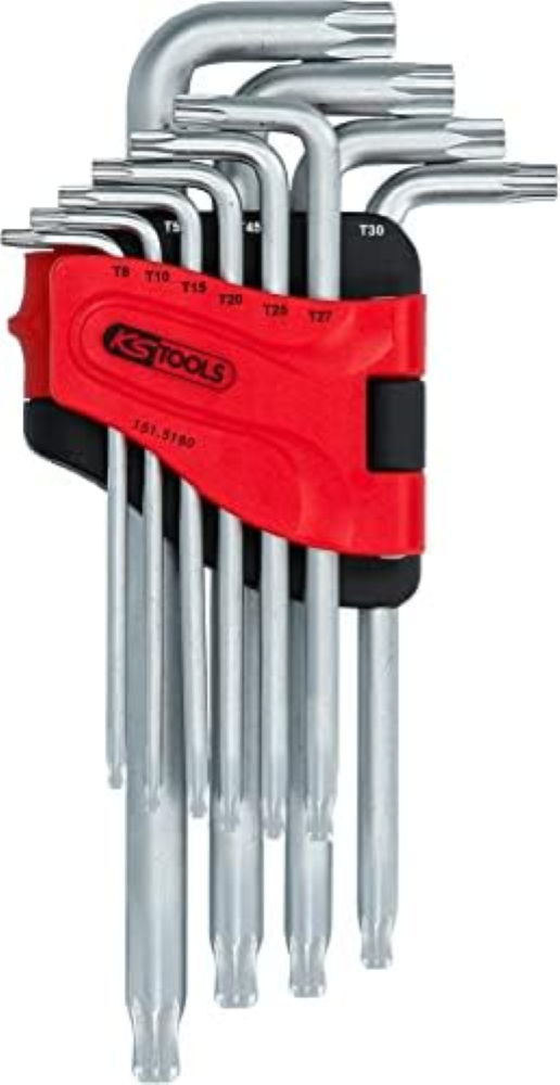 KS Tools 151.5180 Set chiavi maschio esagonale per testa a sfera Torx, lunga 10