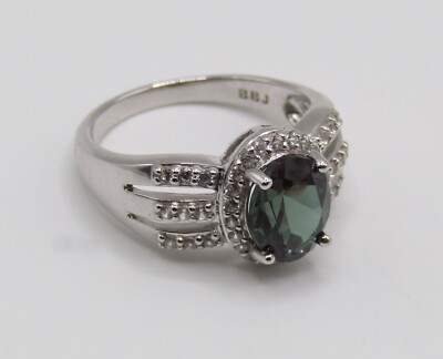 Gorgeous NIBWT Sterling Silver Lab Created Alexandrite Wt Zircon Ring Sz 7