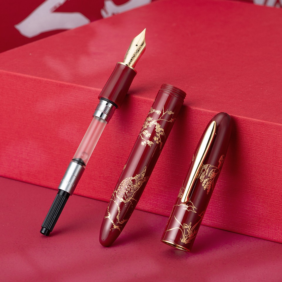 Hongdian N23 Fountain Pen EF/Long Knife Nib, Red Rabbit Year Limited