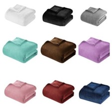 Luxury Large Flannel Fleece Warm Blanket 350GSM Soft Reversible for Bed  Sofa