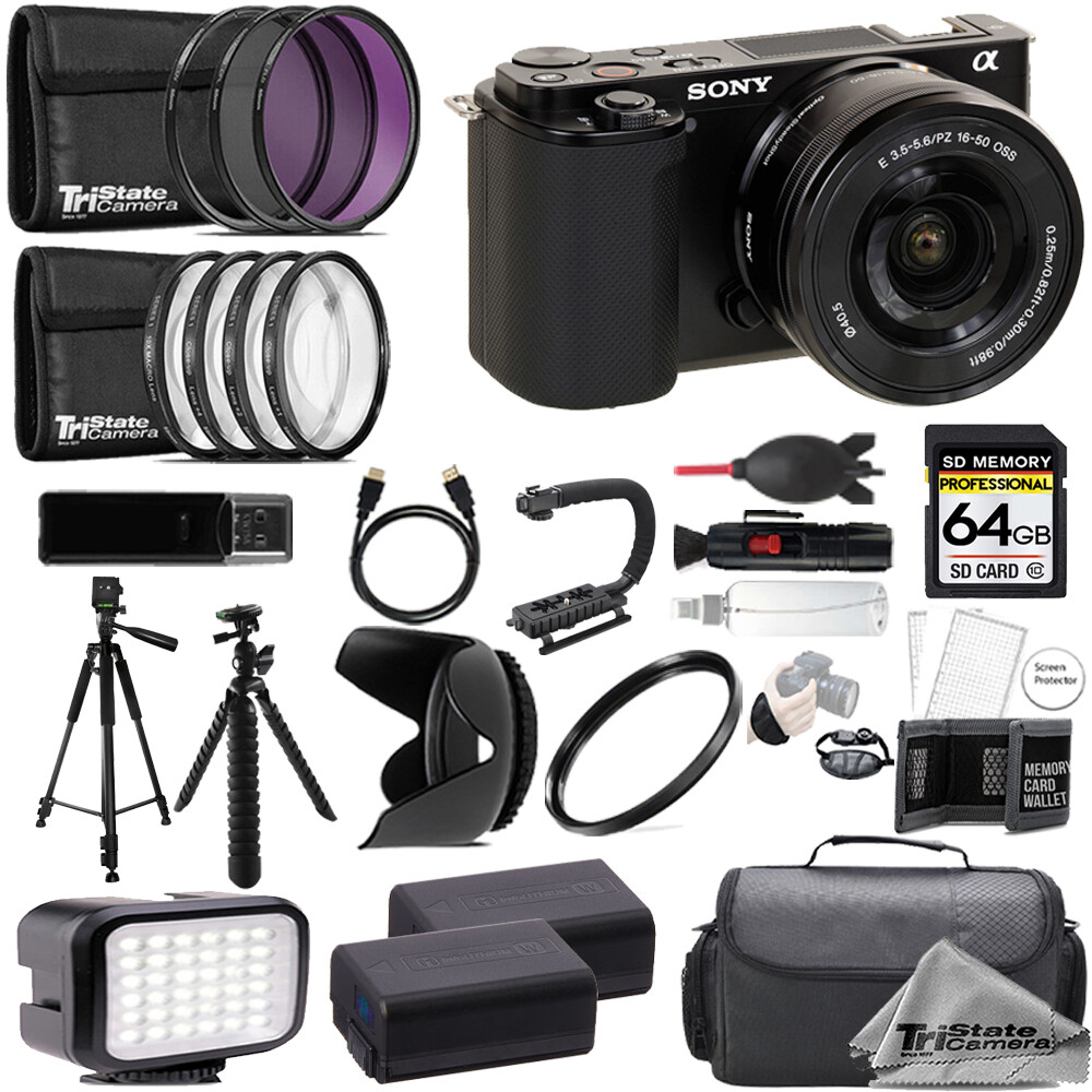 Sony ZV-E10 Camera +16-50mm Lens +64GB +Extra Battery+ 9 PC Filter