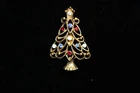 VINTAGE EISENBERG ICE RHINESTONE CHRISTMAS TREE BROOCH/PIN-GOLD TONE-SIGNED   #5