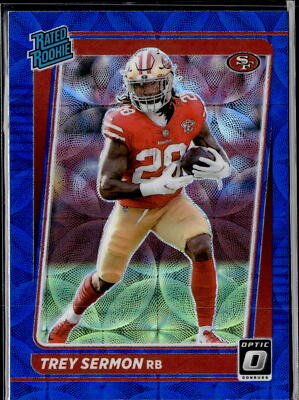 2021 Donruss Optic #224 Trey Sermon Blue Scope Prizm Rated Rookie 49ers RC