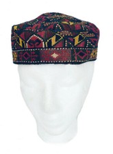 Vintage colorful Handsome handmade needlepoint mens Kufi Hat