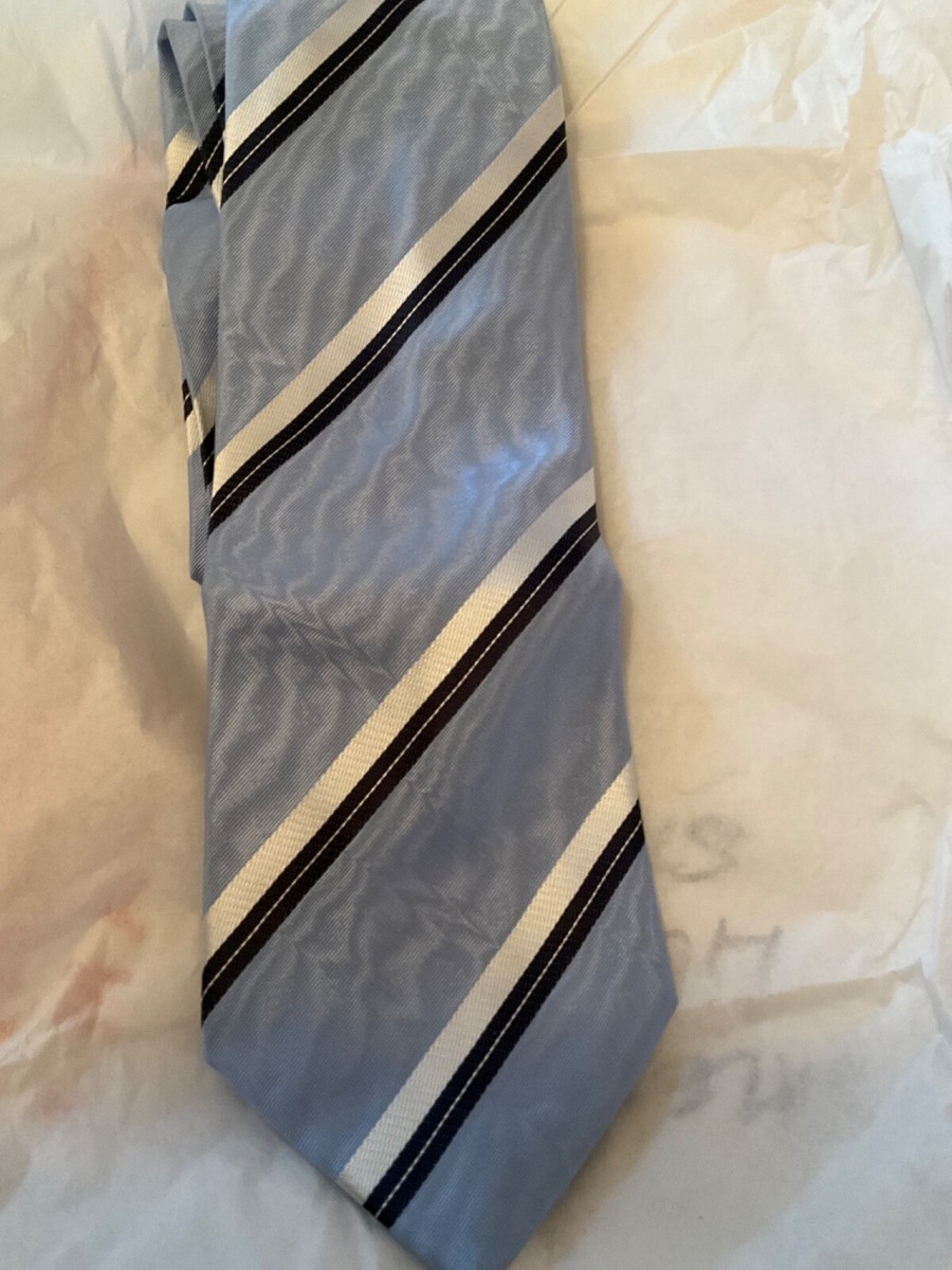 Silk tie Valentino Garavani Blue in Silk - 42957266 Como Valentino blue tan stripe silk tie NEW display picture 1