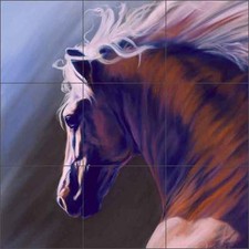 Ceramic Tile Mural Backsplash Kitchen Shower McElroy Horse Equine Art KMA028