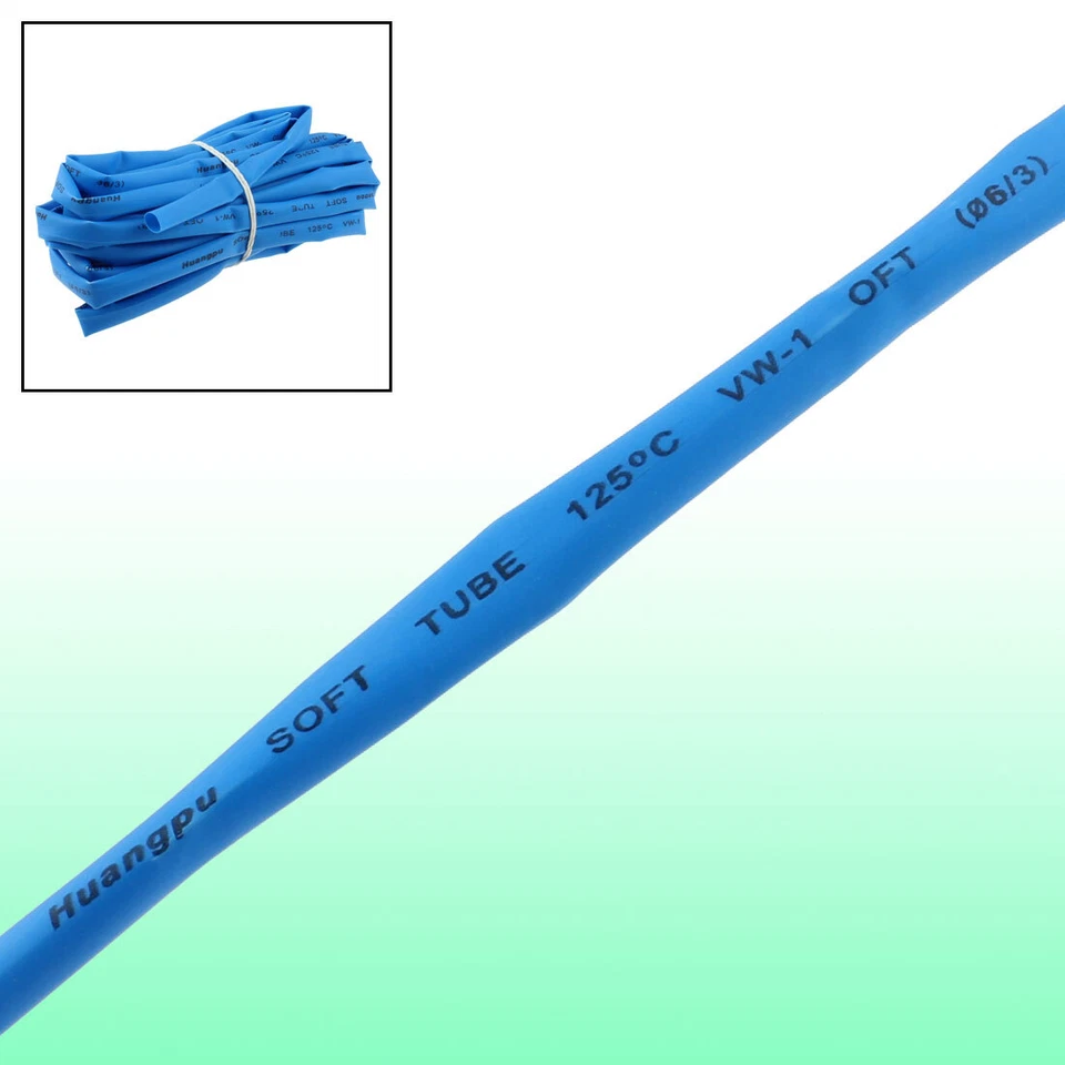 6mm OD  2:1 Polyolefin Warmschrumpfschlauch schrumpfbar Tube 5M blau - Bild 1 von 1