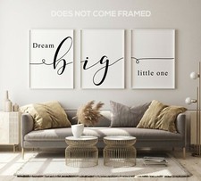 Dream Big Little One, Nursery Room, Set of 2 Poster Prints, Home Wall Art Decor