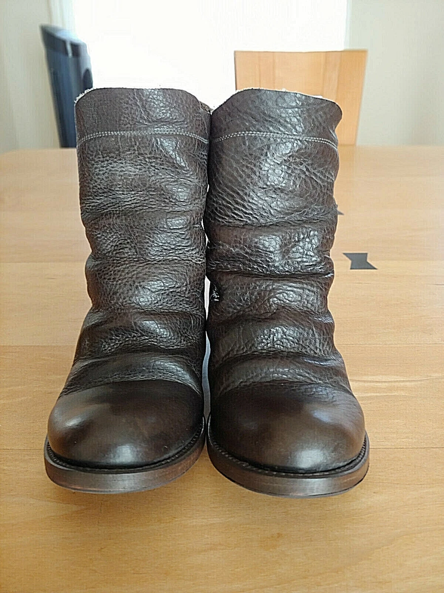 Layer 0 Men s Back Zip Leather Boots Size 41 Brown