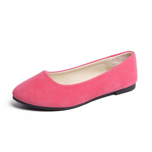 Womens Flat Slip On Dolly Bridal Shoes Pumps Suede Ballet Ballerina Sandals Size - Picture 103 of 219