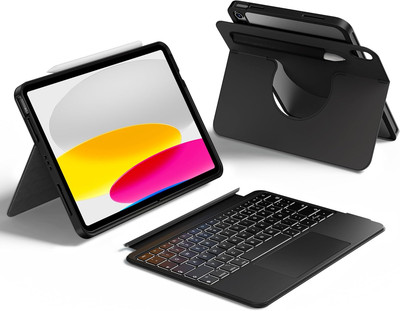 iPad 10 Case Mit Tastatur Drehbar Abnehmbar Stifthalter Trackpad Hülle 7 Farben
