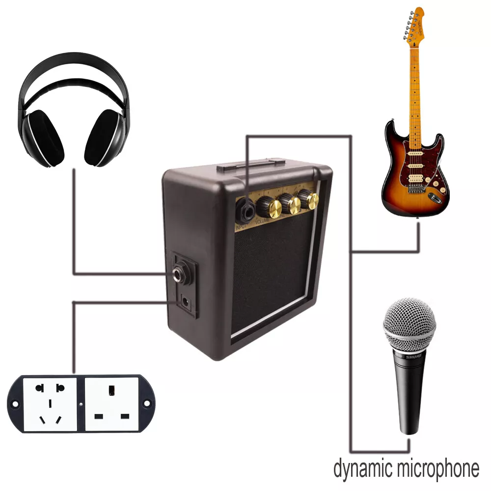 Mini amplificateur de guitare haut-parleur ampli de son 3 W + câbles  adaptateur