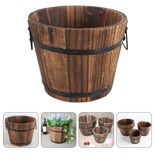 wishing well pail Planter Wooden Flower Pot Wood Flower Bucket Wooden