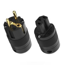 EU SCHUKO AC HiFi Power Plug 24K Gold Plated C15 C13 IEC Connector for Cable DIY