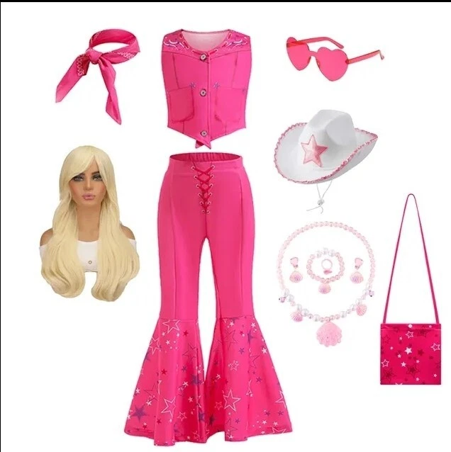 Cosplay Barbie Discoteca Disfraz Cow Chica Rosa Traje Carnaval Niño Wig - Imagen 3 de 4