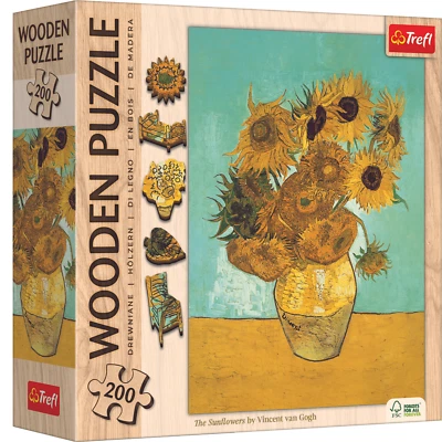 Sonnenblumen / Vincent van Gogh | Holz Puzzle 200 - TREFL | 200 Teile