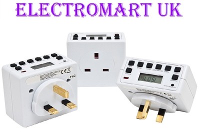 3 X STECKER DIGITAL LCD ZEIT TIMER SCHALTER 24 STUNDEN 7 TAGE NETZ 13A