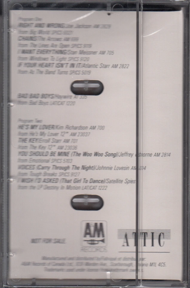 A&M Attic Records HOT SUMMER HITS Promo Sampler TAPE 1986 Canada  - Image 2 of 3