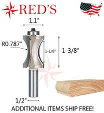 Tideway Carbide PRO LC06041808 1-1/8" Convex Edging Bit 1/2" shank router bit