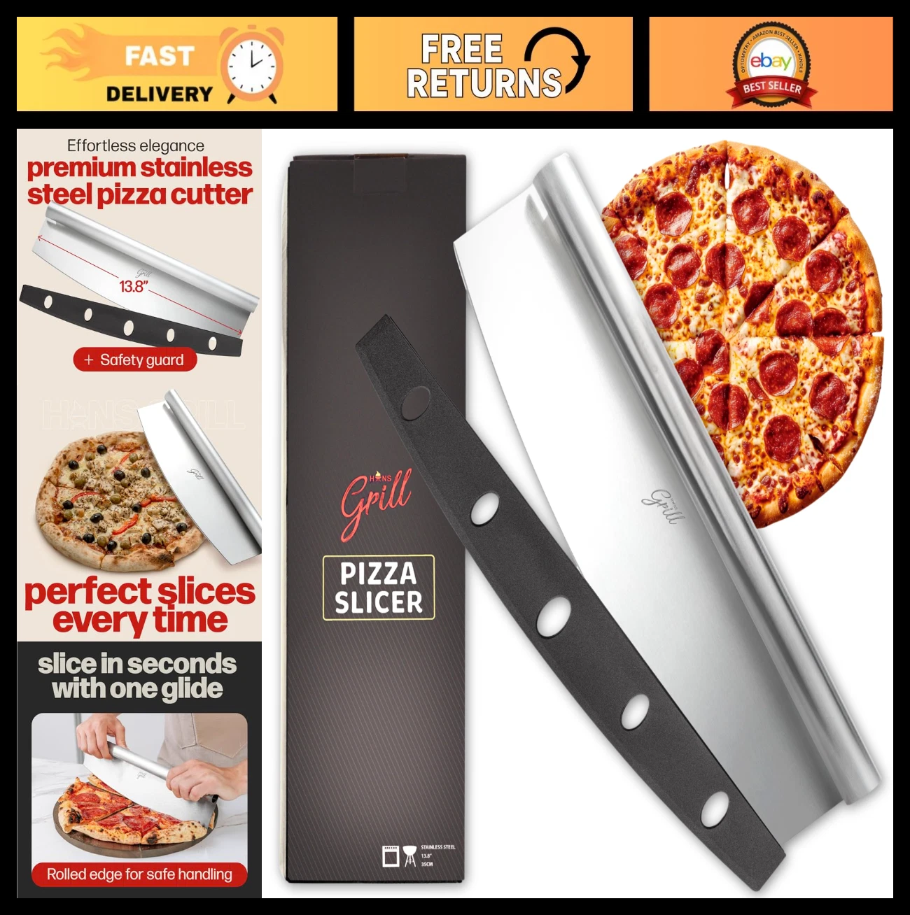 14" Stainless Steel Pizza Cutter Rocker Knife - Sharp, Nonstick, Dishwasher Safe
Opens in a new wind