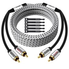 Elecan Premium RCA Cable 20 Ft Hi-Fi Sound-16 AWG-Shielded 2 Male 20FT
