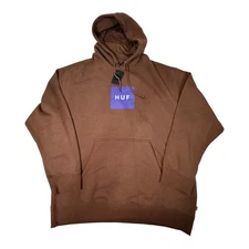 HUF Essentials Box Logo Brown Hoodie Sweatshirt Mens XXL Extra Extra Large