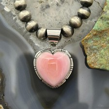 Samson Edsitty Native American Sterling Pink Conch Heart Pendant For Women