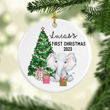 Personalized Baby First Christmas Ornament, Baby 1st Christmas Ornament, Elep...