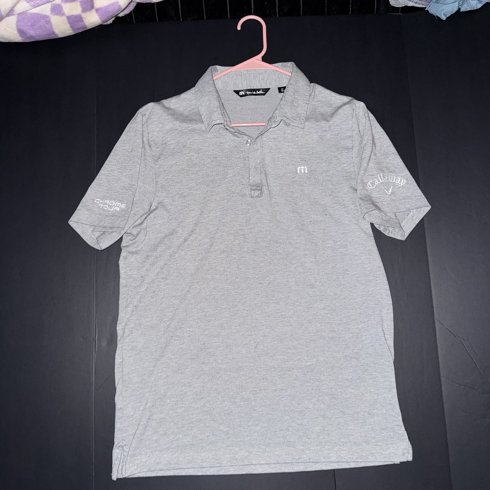 Men's Medium Travis Mathew Callaway Chrome Tour Golf Polo Shirt Gray