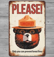 Smokey The Bear 8 x 12 Vintage Novelty Metal Sign Made In USA New!
