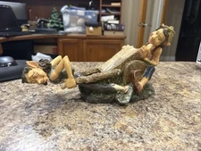 Whimsical Hand-Painted Satyr Figurine | Axicon MSH07 | Mythical Faun Log Scene