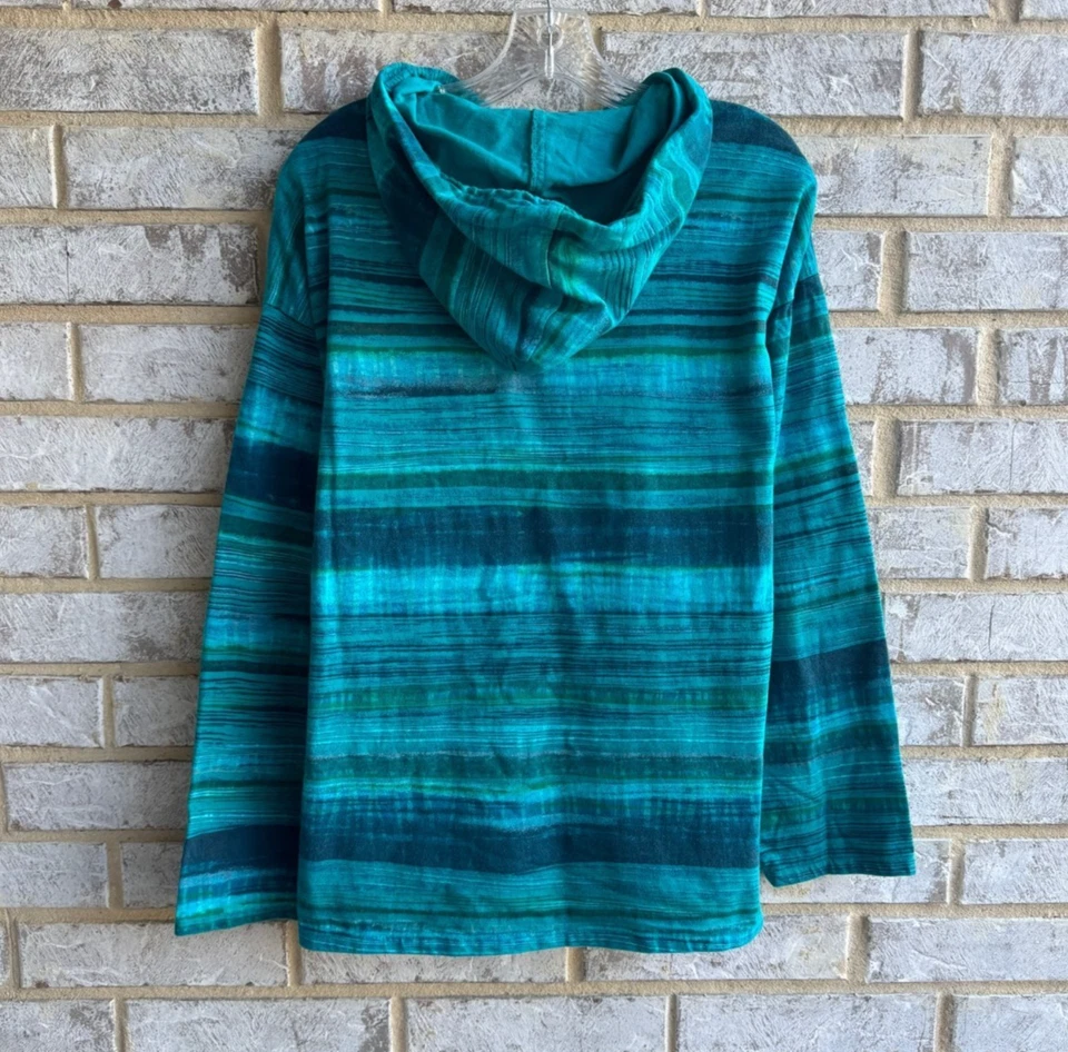 Sudadera Active Culture MIX Manga Larga Azul/Verde Con Capucha 100% Algodón Talla M Foto 2 de 4