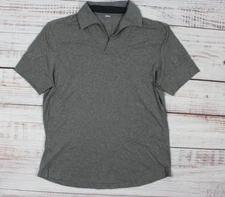 KIT AND ACE L MEN’S SHORT SLEEVE OPEN PLACKET POLO SHIRT GREY STRETCH