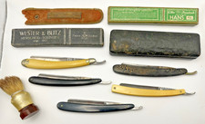 Vintage Straight Edge Razors & Brush Lot  Robeson Shapleigh Wester & Butz