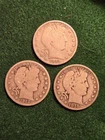 Barber silver half dollars Lot of 3 1899 1912 1915