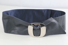 Cintura larga Giorgio Armani reversibile in pelle satinata marina taglia 42 designer Italia