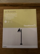 GoodHome Eriksson Black Mains-powered 1 lamp Integrated LED Outdoor Post light