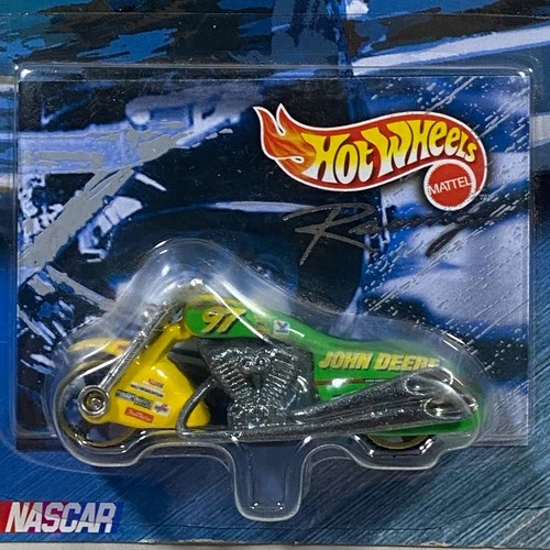 Vintage John Deere Diecast Motorcycle Sealed on Card Hot Wheels Scorchin Scooter