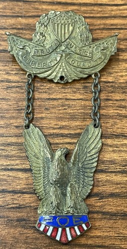 Vintage Badge From The Fraternal Order of Eagles (F.O.E.) Enamel American Flag