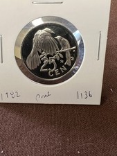 1982 BRITISH VIRGIN ISLANDS PROOF 25 Twenty Five Cents Very Low Mintge Item 1136