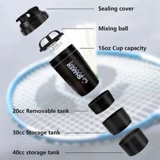 Leak-Proof 600ml (20oz) 3-Layer Protein Shaker Bottle Twist-Off Cup for Gym