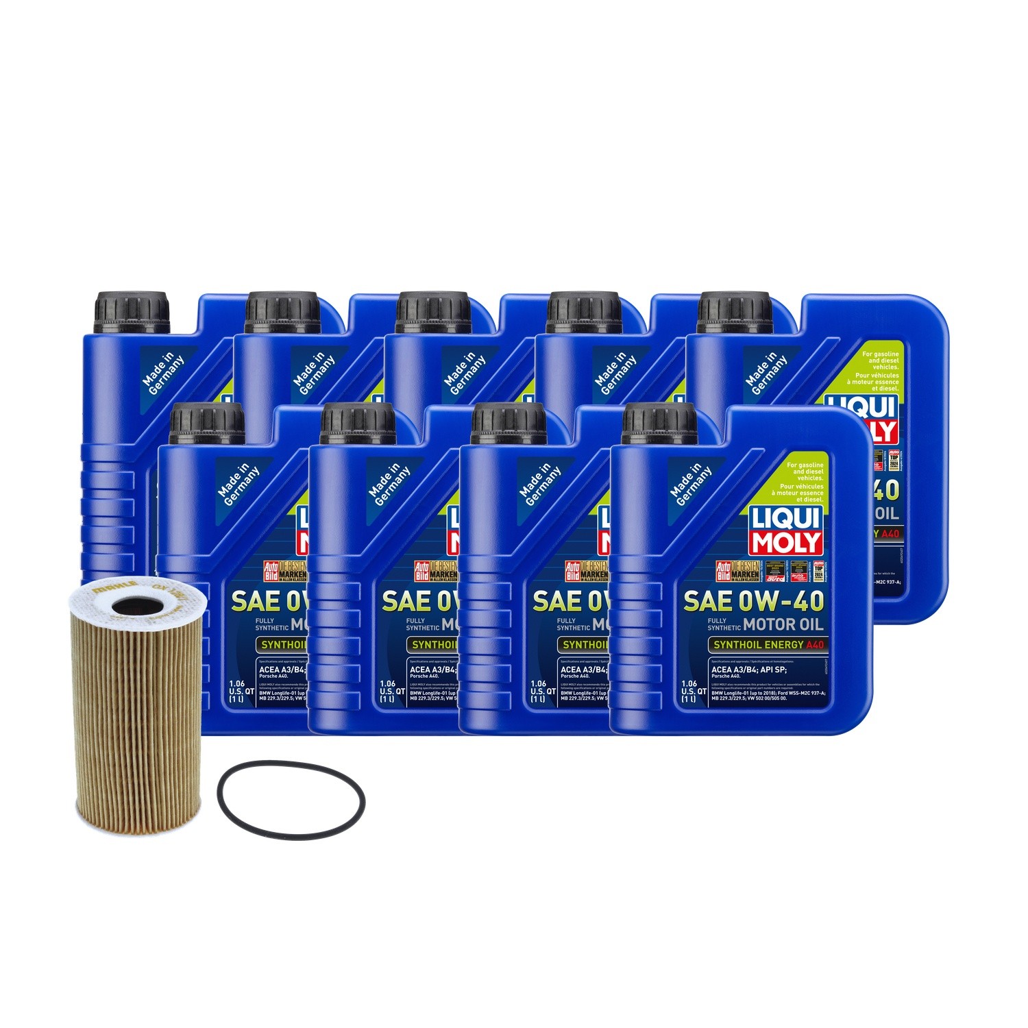 9L Liqui Moly Synthoil Energy A40 0W-40 Mahle Oil Change Kit for Porsche 911 H6