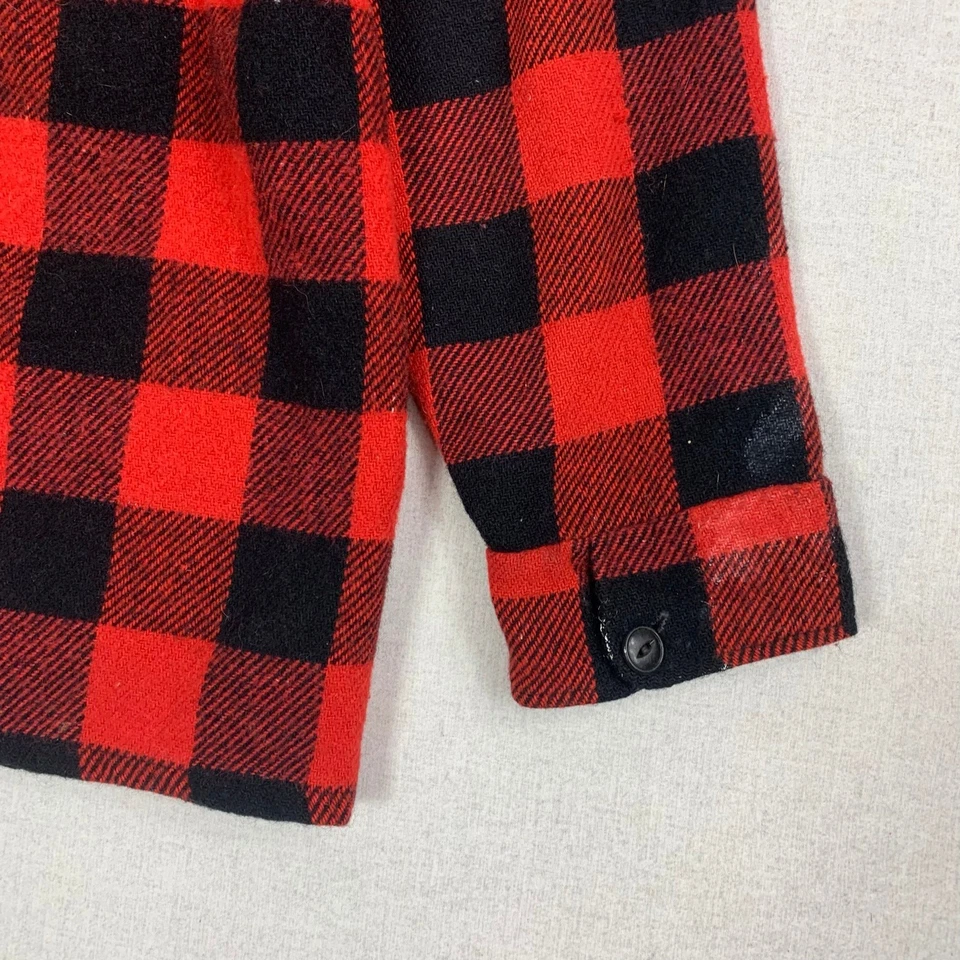 Buffalo Plaid Button Down Wool Jacket Over Shirt Regent Chemise Canada - S - 70s - Image 4 of 4